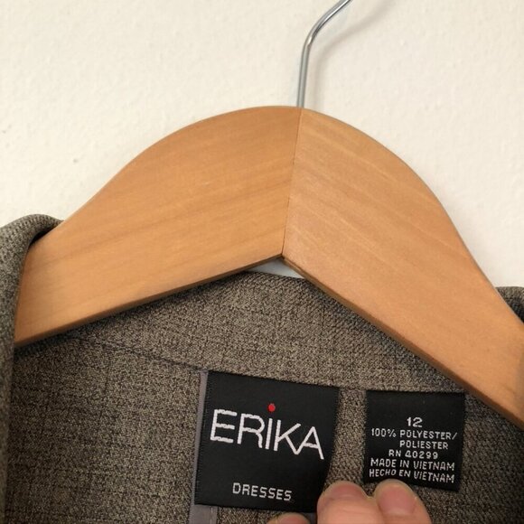 ERIKA Brown Plaid Grid Peak? Lapel One Button Blazer Work Office Suit Jacket 12 - Picture 5 of 6